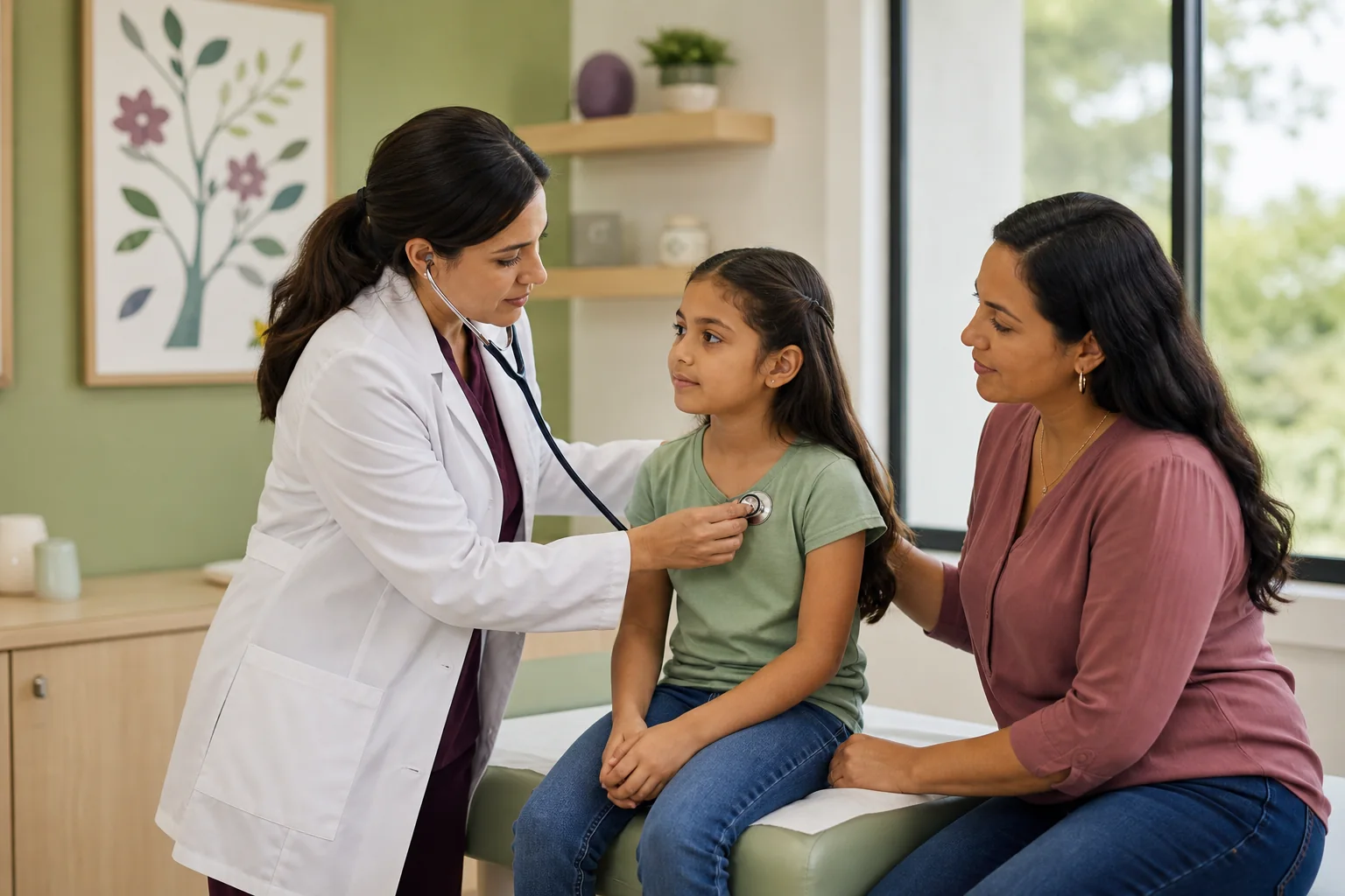 Control preventivo de salud de una niña acompañada por su madre
